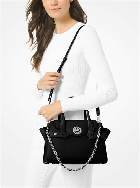 michael kors carmen small saffiano leather belted satchel|Michael Kors saffiano wallet black.